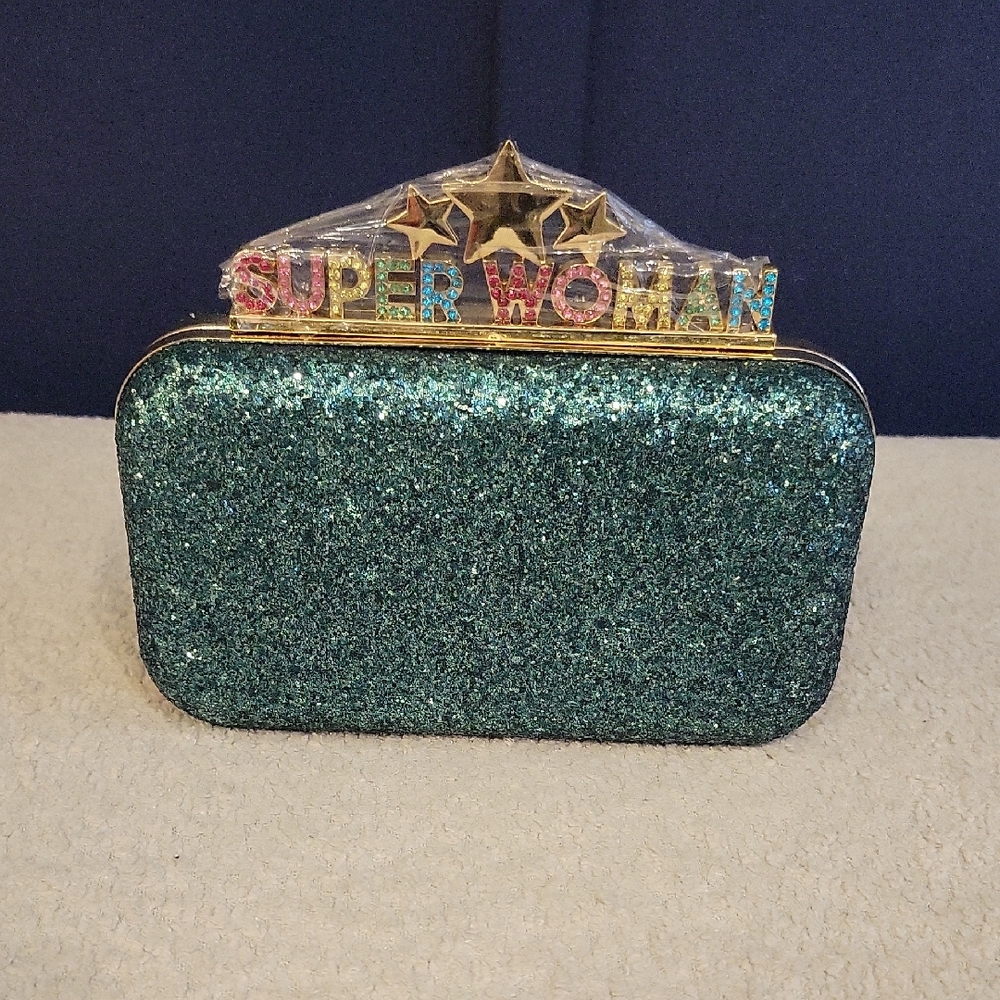Super Woman Glitter Clutch - Green